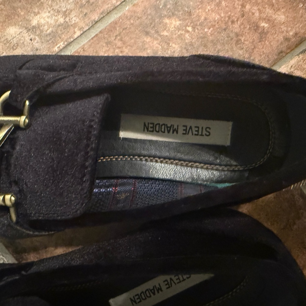 Steve Madden Black Velvet Loafers Delray - Picture 5 of 7
